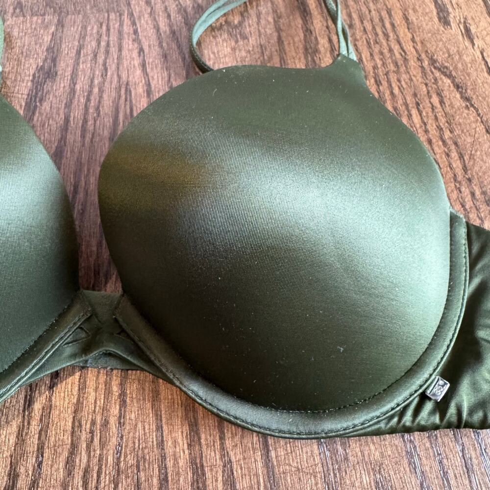 Victorias Secret Very Sexy Push Up Bra Size 32D Olive Green Underwire Multi-Way - Picture 3 of 8